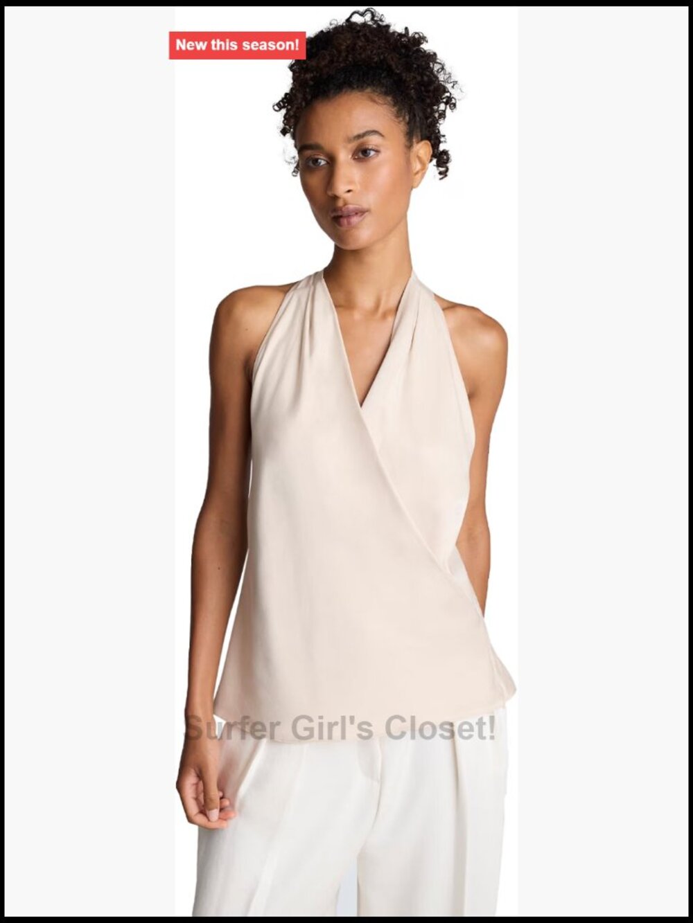 Satin Crossover Halter Top Sleeveless